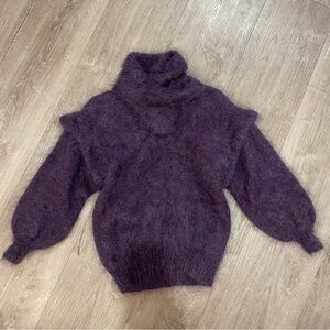 Woof Designs Newfoundland Mohair Wool Cowlneck Purple Sweater